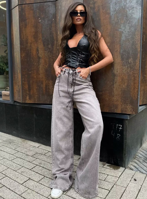 K11462 Джинсы Багги КОРИЧНЕВЫЙ