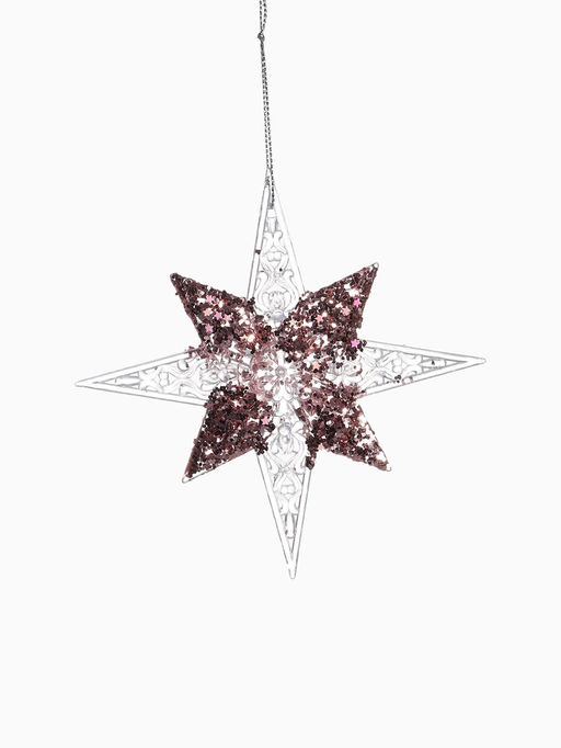 Цена за 3 шт. Ёлочная игрушка Зимнее волшебство. Звезда сияние серединка блеск, 1212 см, прозрачно-розовый фото 10