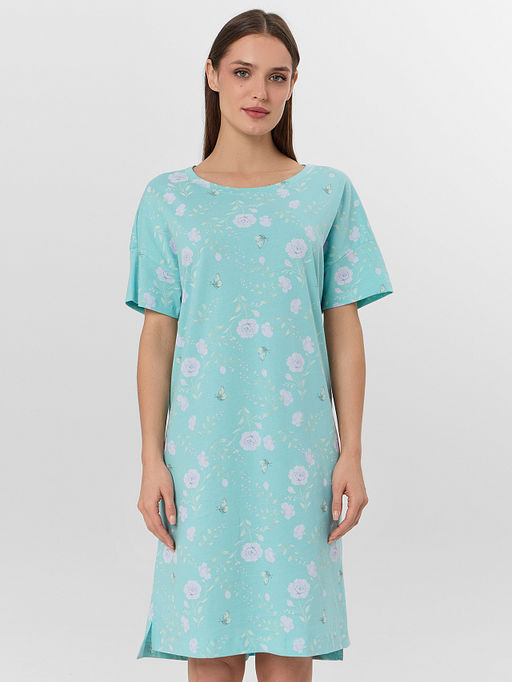 Сорочка ночная женская зеленая с цветочным принтом - Mark formelle фото 3