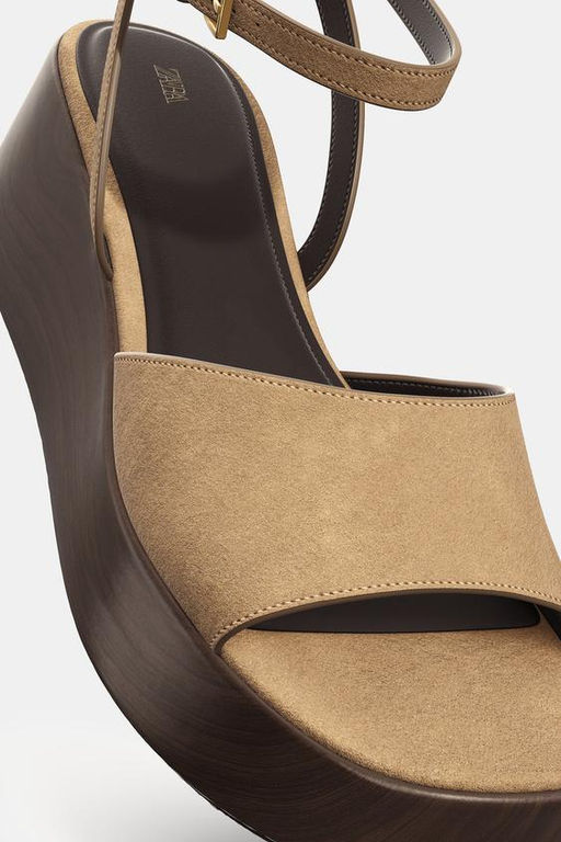SPLIT SUEDE PLATFORM SANDALS - Zara фото 7