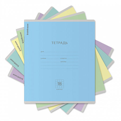 Цена за 200 шт. Тетрадь школьная ученическая ErichKrause Классика зеленая, 18 листов, клетка (в плёнке по 10 шт.)