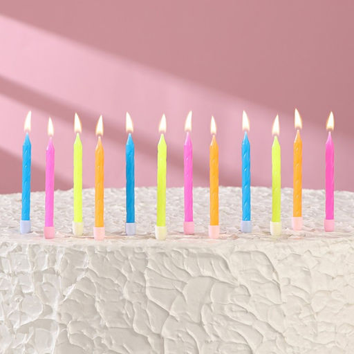 Свечи для торта Неон, 12 шт, разноцветные, высокие, 10 см - Страна карнавалия фото 4