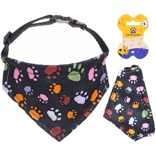 Цена за 4 шт. Ошейник с банданой для кошек и собак мелких пород "Стильный БРО", принт лапки, рS, 18,5*12,5см (лейбл)