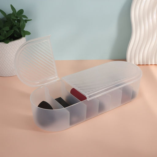 Цена за 2 шт. Органайзер для хранения, с крышкой, 7 секции, 28×10.5 см, прозрачный