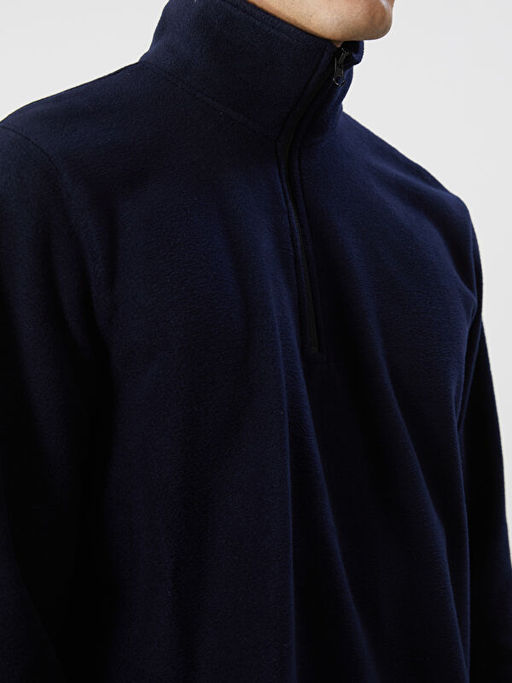 Dik Yaka Uzun Kollu Polar Erkek Kal?n Sweatshirt