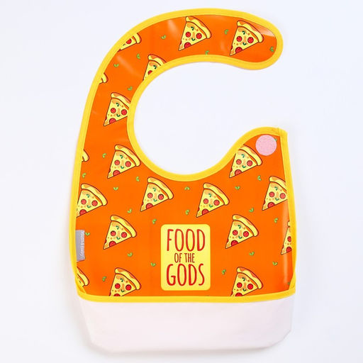 Нагрудник для кормления «Pizza» непромокаемый на липучке, с карманом