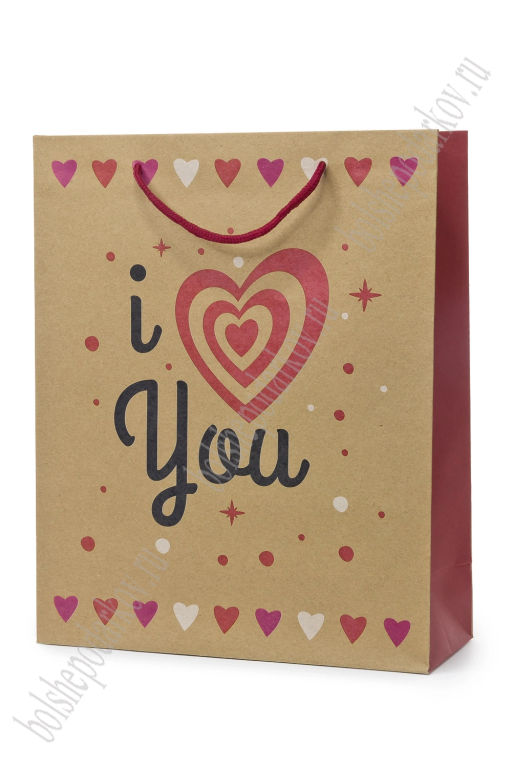 Пакет крафтовый с рисунком "Надпись" 26*32*10 см (12 шт) SF-7171, №1