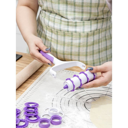 Валик для нарезки теста Доляна Лепота, 12,5?3?19 см, 4 насадки, цвет белый  фото 7