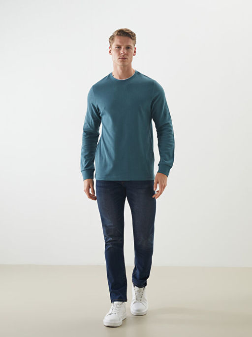 Bisiklet Yaka Uzun Kollu Erkek Sweatshirt