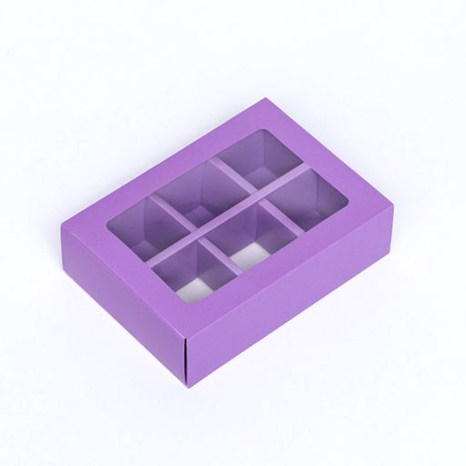 Коробка для конфет 6 шт, сиреневый, 13,7 х 9,85 х 3,86 см - UPAK LAND фото 3