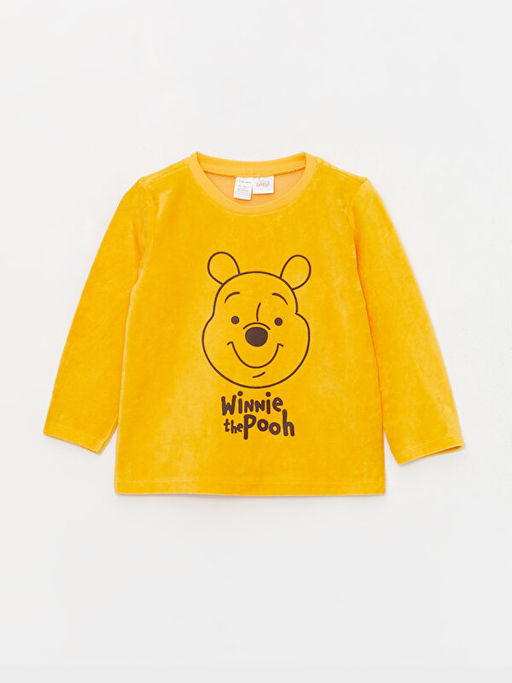Bisiklet Yaka Uzun Kollu Winnie the Pooh Bask?l? Erkek Bebek Pijama Tak?m? - Waikiki фото 2