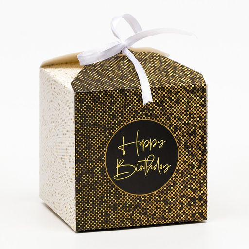 Цена за 5 шт. Коробка складная "Happy birthday", 10 х 10 х 10 см