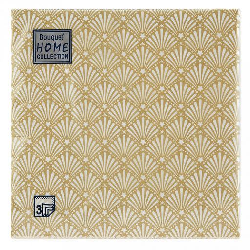 Салфетки бумажные "Bouquet Home Collection Classic" 33х33см, 3-х слойные, 20 штук в упаковке, 100% целлюлоза, "Золотой веер" (Россия)
