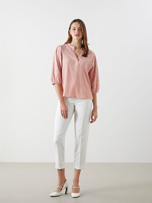 Ka??k Yaka Nak??l? Kad?n Bluz