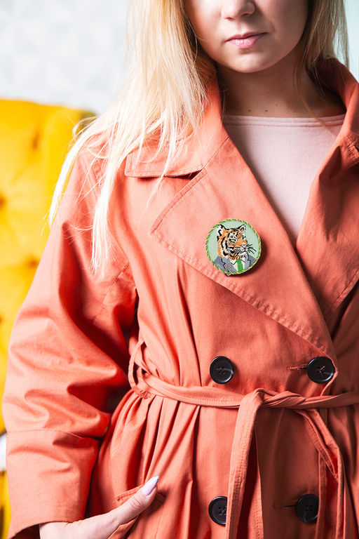 Набор для вышивания PANNA Живая картина JK-2253 Брошь. Тигр Эдмунд 5.5 х 5.5 см