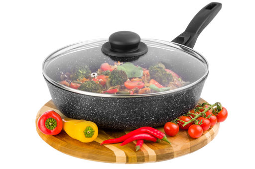Сковорода глубокая 26 см ГАРМОНИЯ ВКУСА Черный мрамор ИНДУКЦИЯ, С КР. ф26, с/р, 47*27*12,5 см