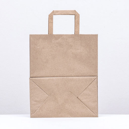 Цена за 20 шт. Пакет бумажный крафт, плоская ручка 24×14×29 см, 90 г/м²