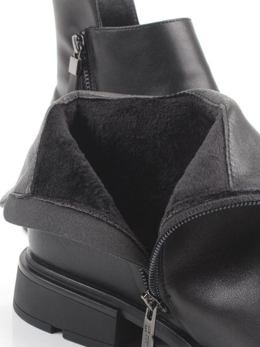 01-M43-12 BLACK Ботинки демисезонные женские (натуральная кожа, байка)