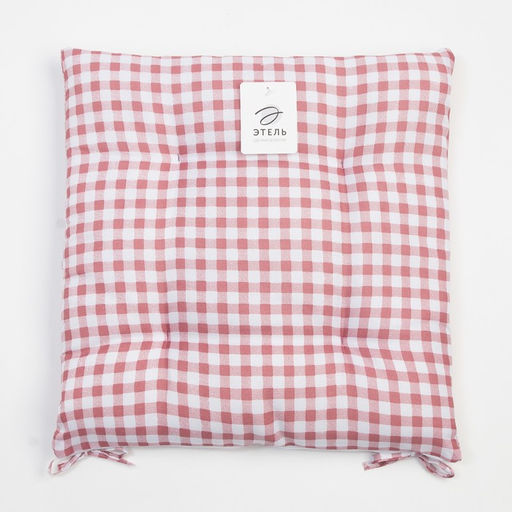Сидушка на стул Этель Клетка 40х40 см, цв. розовый, 100% полиэстер  фото 5
