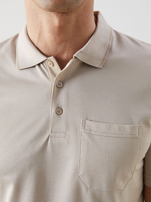 Polo Yaka K?sa Kollu Merserize G?r?n?ml? Erkek Ti??rt