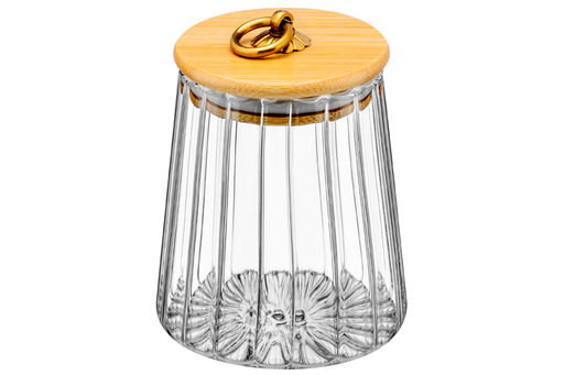 Банка стеклянная 650 мл 10*10*13 см с деревянной крышкой с силиконовым уплотнителем