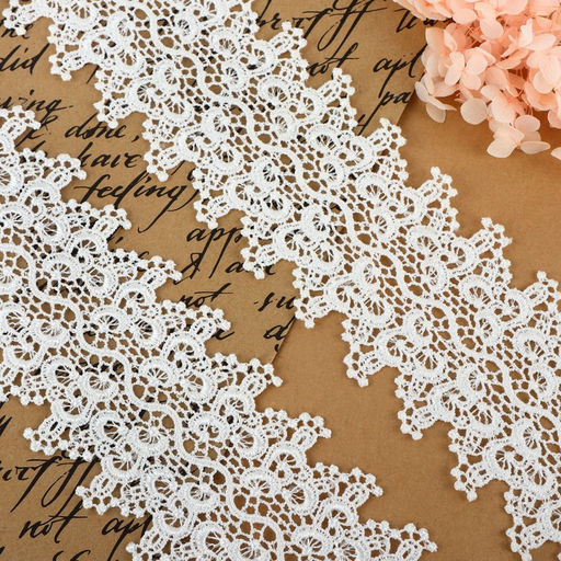 Кружево гипюровое, 80 мм, 6.8±0.5 м, цвет белый