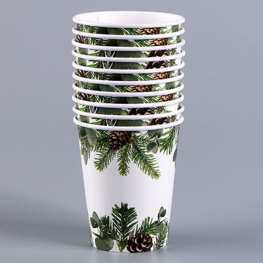 Цена за 10 шт. Стакан бумажный одноразовый «С Новым годом»