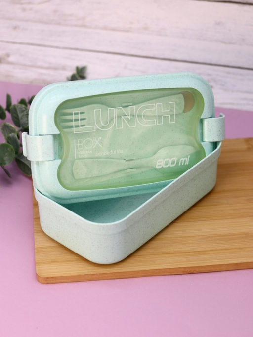 Ланчбокс "Spacious", green (ложка+вилка), 800 мл
