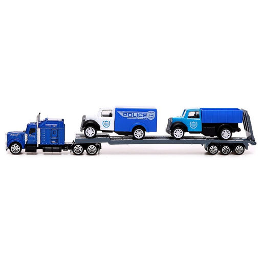 Грузовик металлический Полиция, инерционный, с 2 машинками - Автоград фото 2