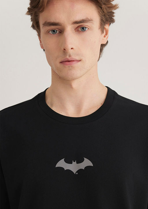 Batman Bask?l? Siyah Tisort - Mavi фото 7