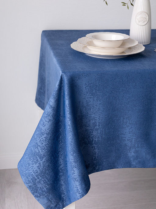 Скатерть жаккардовая 160x250 синий полиэстер