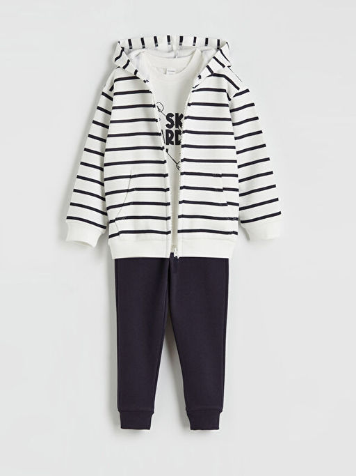 Bask?l? Erkek ?ocuk Tak?m 3l?