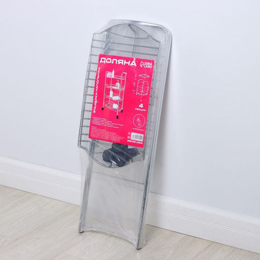 Этажерка напольная 4-х секционная Доляна, на колёсиках, 50×27×79 см, хром