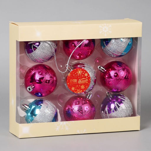 Ёлочные игрушки Адель волны, шары новогодние, d=6 см, 9 шт., МИКС - Зимнее волшебство фото 2