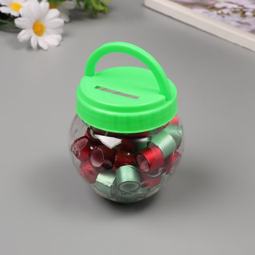 Клейкая лента пластик в банке «Глори. Красный, зелёный», набор 40 шт., 1.2 см, дл.0.9 м, 7×7×9 см