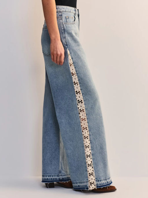 Широкие джинсы с вставками из кружева ZR2605092356-101 / Zarina