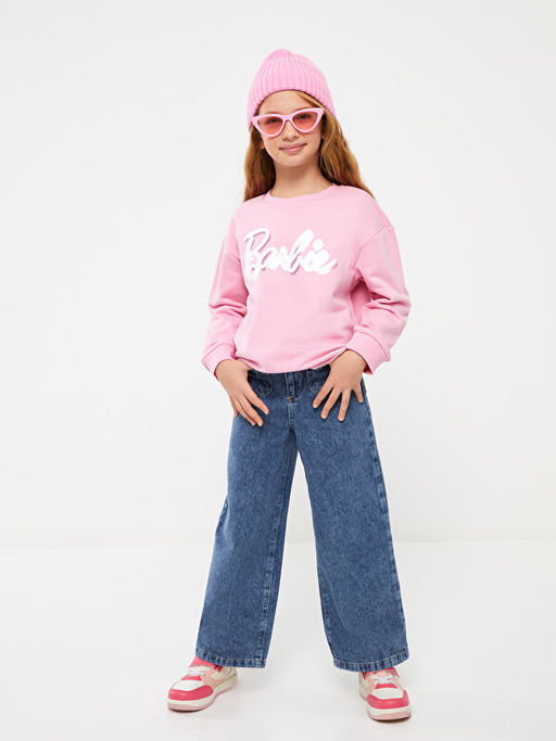 Bisiklet Yaka Barbie Bask?l? Uzun Kollu K?z ?ocuk Sweatshirt - Waikiki фото 3