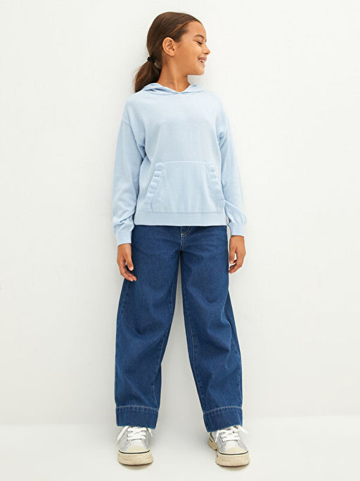 Kap??onlu Basic Uzun Kollu K?z ?ocuk Triko Kazak - Waikiki фото 3