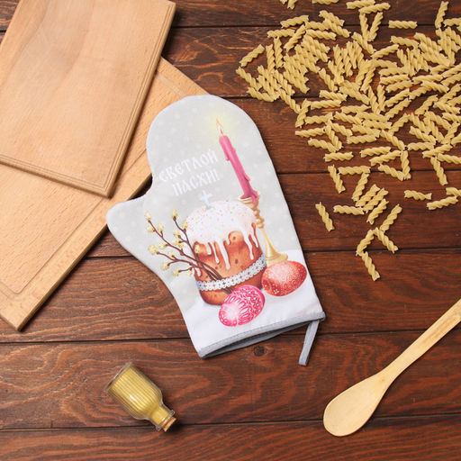 Варежка-прихватка Доляна Пасха 20х28 см, 35% хл, 65% пэ, ватин 250 г/м2  фото 5