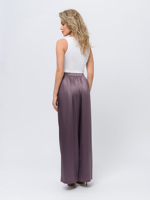 Брюки шоколадного цвета в пижамном стиле - 1001dress фото 3