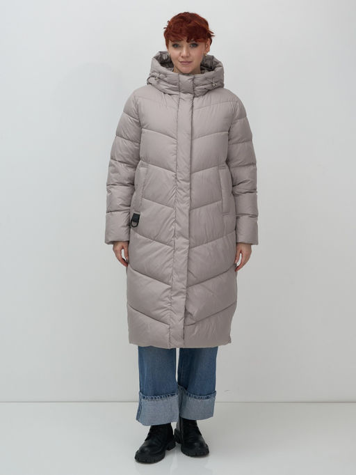 Пальто зимнее утепленное с капюшоном женское серого цвета 7623Sr - Visdeer фото 2