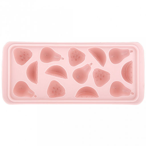 Форма для льда пластмассовая (мармелада) "Фрукты - 14 штук" 25х11см h3см, цвета в ассортименте: белый, светло-розовый, сиреневый, голубой, в п/эт пакете (Китай)