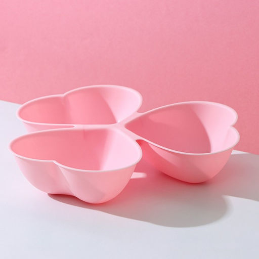 Менажница 3 секции Доляна Сердечки, пластик, 23?21.5 см, розовая