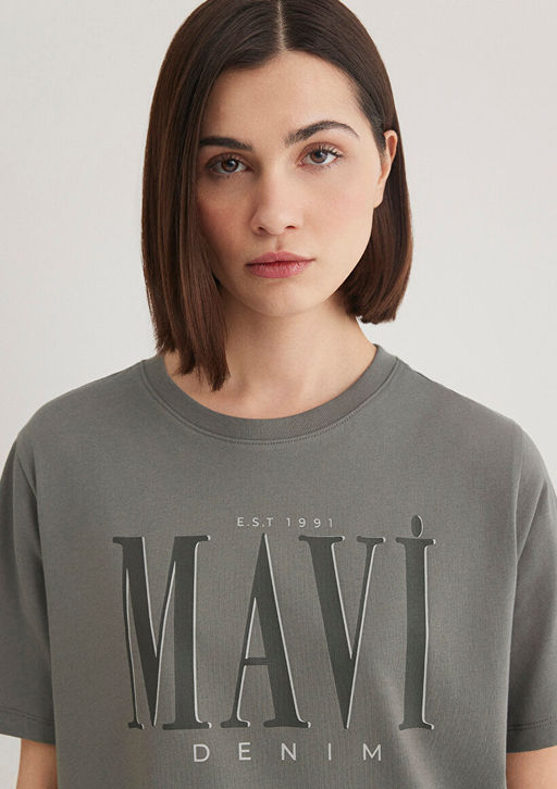 Mavi Logo Bask?l? Gri Tisort  фото 6