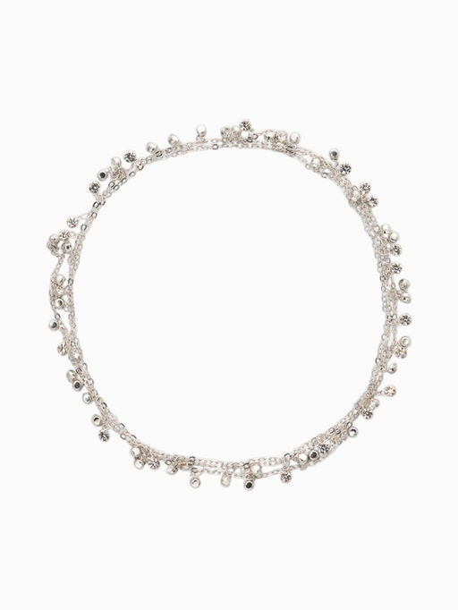 Цепочка со стразами 4 мм. L=100 см, мелкое плетение 2*1,8 мм, цвет серебро