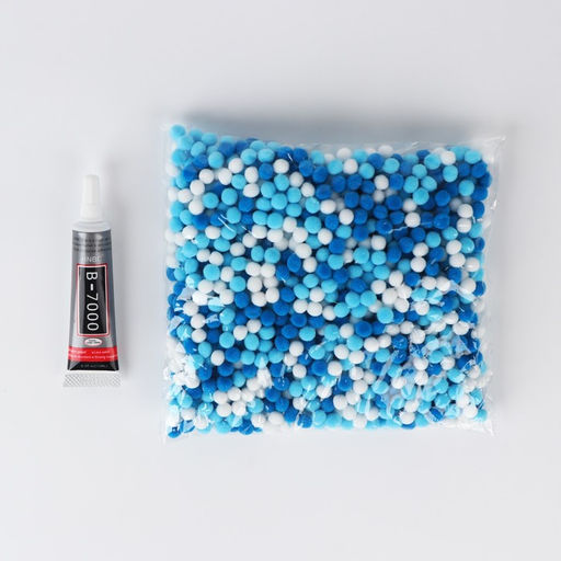 Игрушка помпонами Зайка, белый голубой синий - Школа талантов фото 5