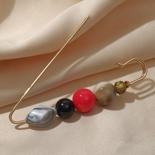 Булавка «Камешки большие» 8.5 см, цветная в золоте