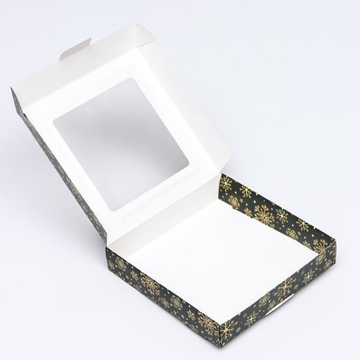 Цена за 5 шт. Коробка новогодняя складная Праздничная ночь, 16?16?3 см