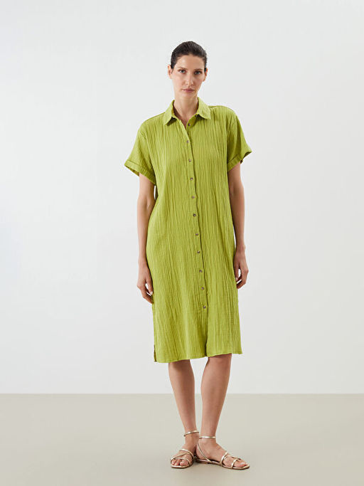 Dokulu Oversize M?slin G?mlek Elbise