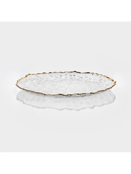 Тарелка Magistro «Риччи», d=33 см, h=2 см, с золотистой отводкой, стекло, прозрачная